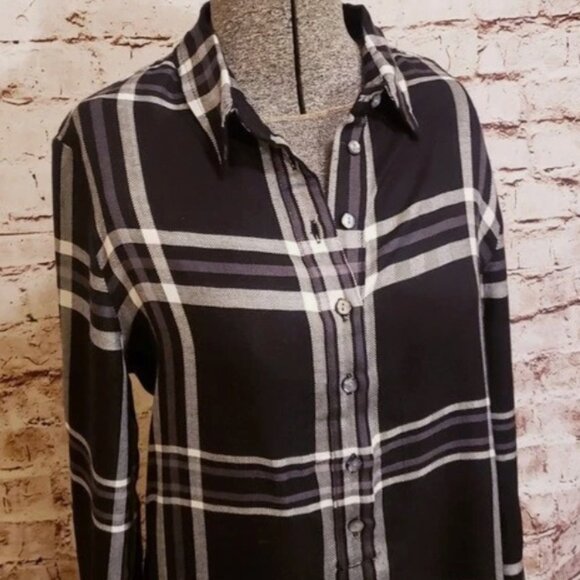 Women's Max Studio Plaid Shirt-Dress - Picture 6 of 7